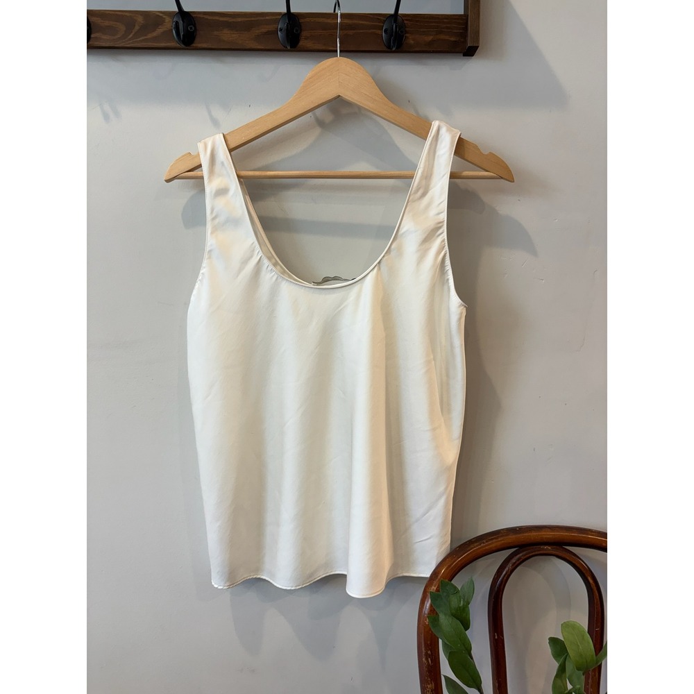 Abercrombie & Fitch Womens Cream White Satin Scoop Neck Tank Top Size S